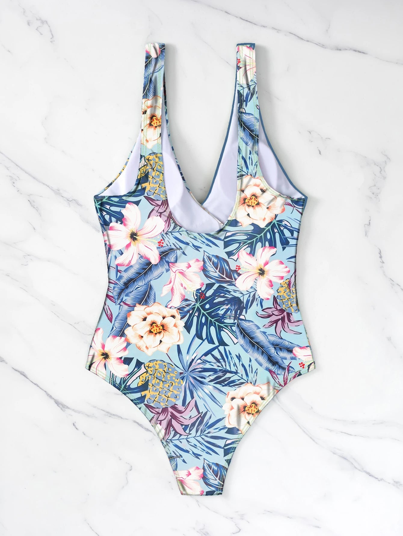 Swim Summer Beach Tropical Print Knot Side One Piece Swimsuit