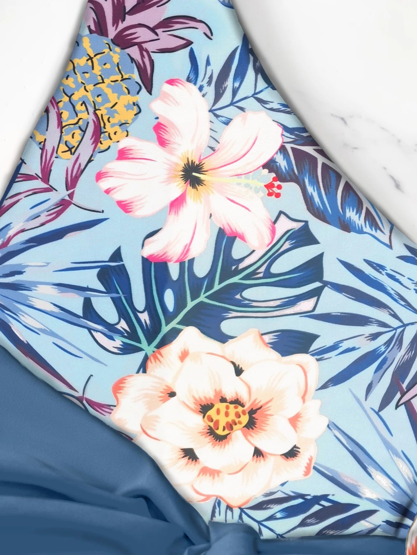 Swim Summer Beach Tropical Print Knot Side One Piece Swimsuit
