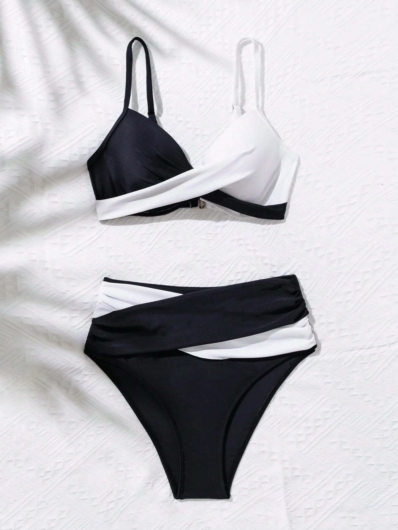 Swim Summer Beach Women's Colorblock Cross Detail Bikini Set
