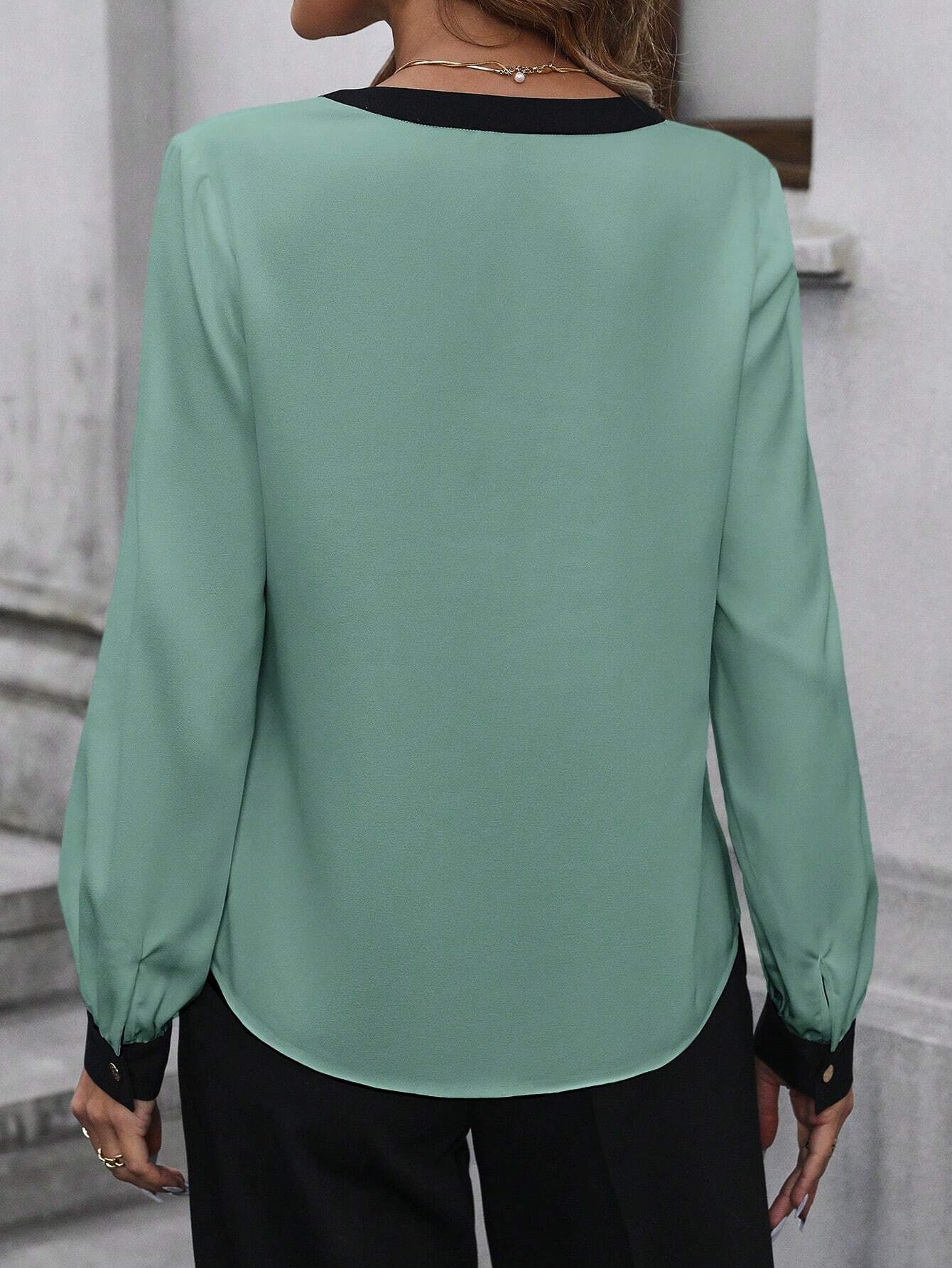 Women's Long Sleeve Elegant Office Work Blouse For, Spring/Summer.