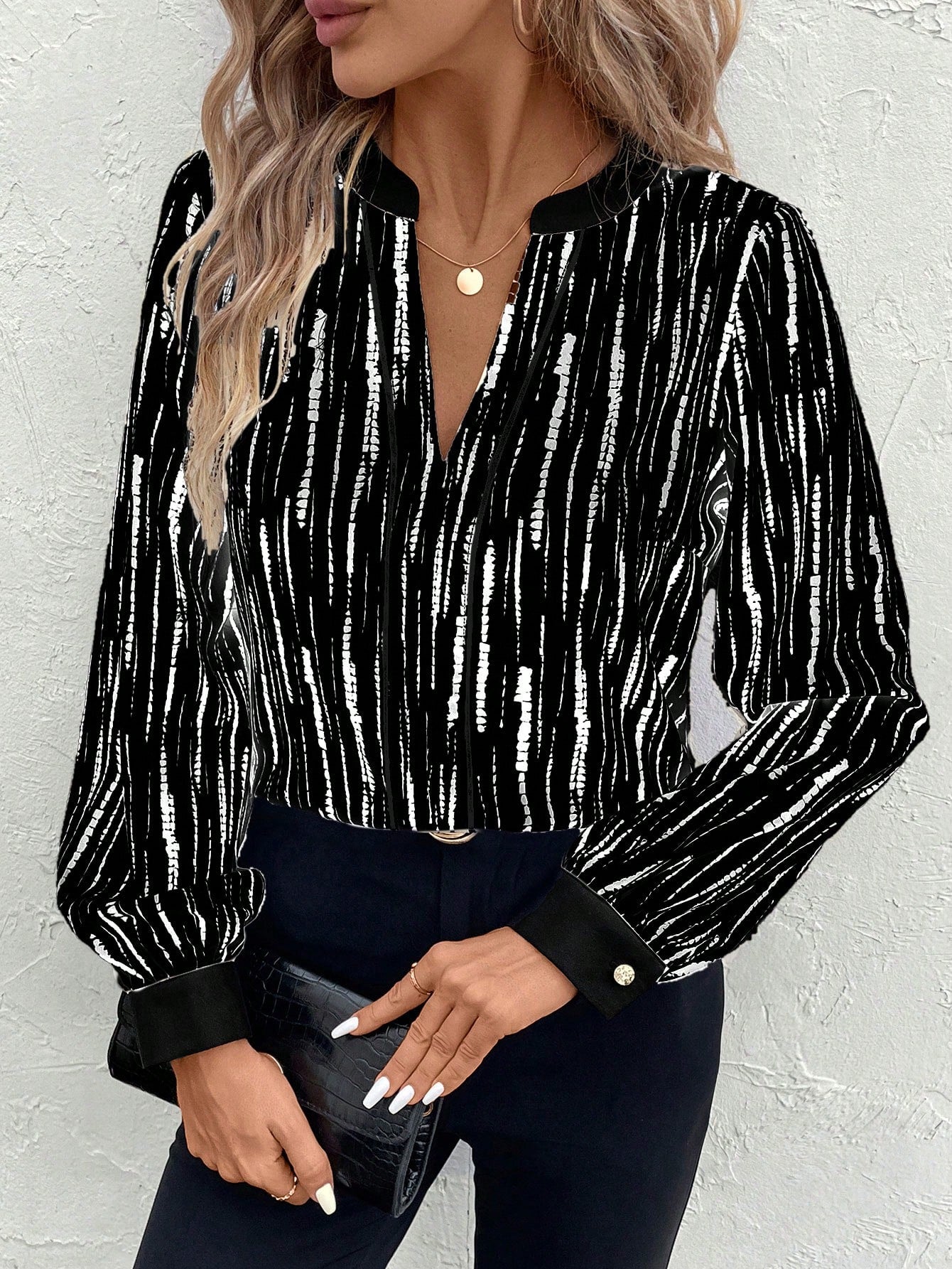 Women's Long Sleeve Elegant Office Work Blouse For, Spring/Summer.