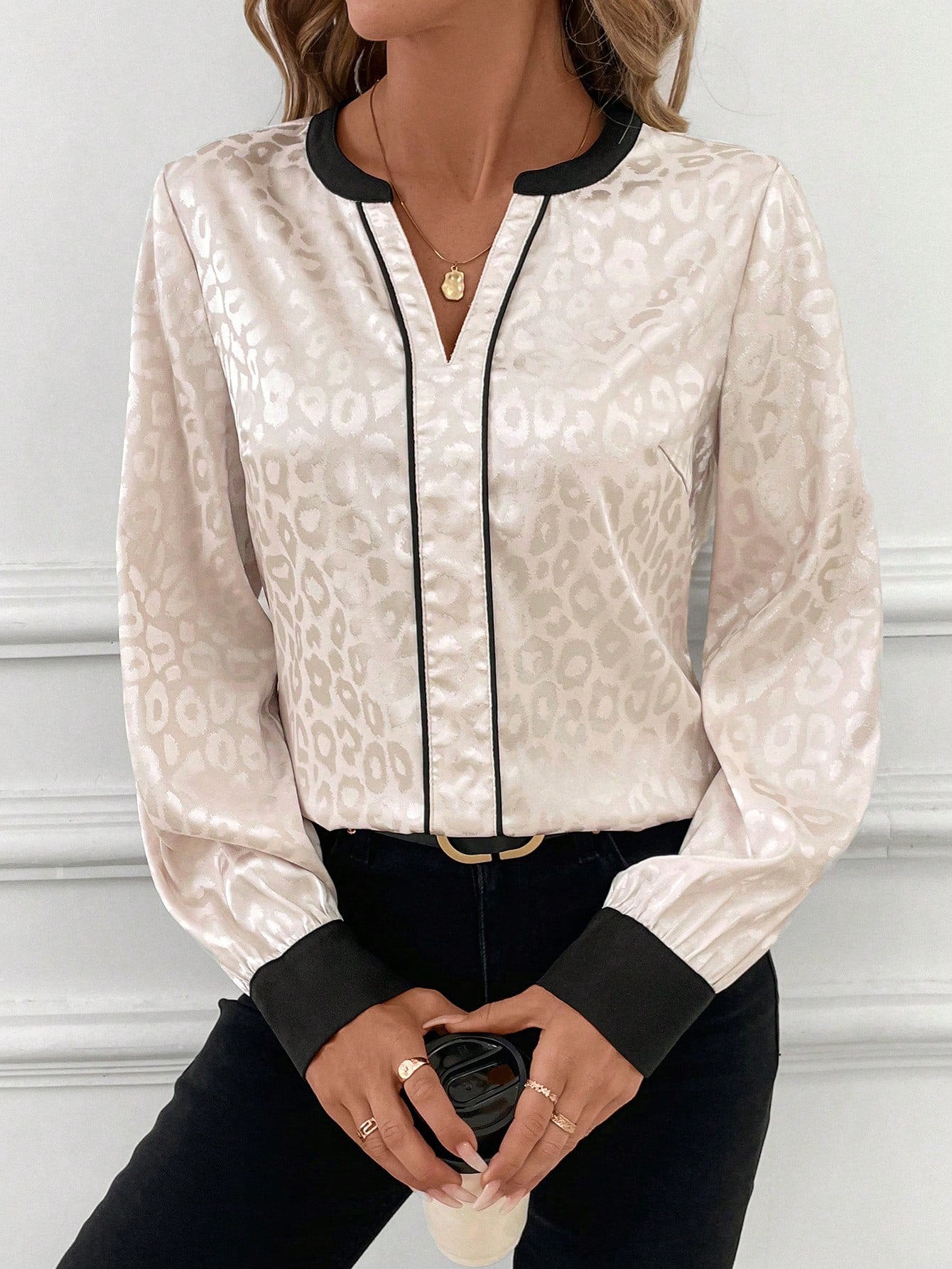 Women's Long Sleeve Elegant Office Work Blouse For, Spring/Summer.