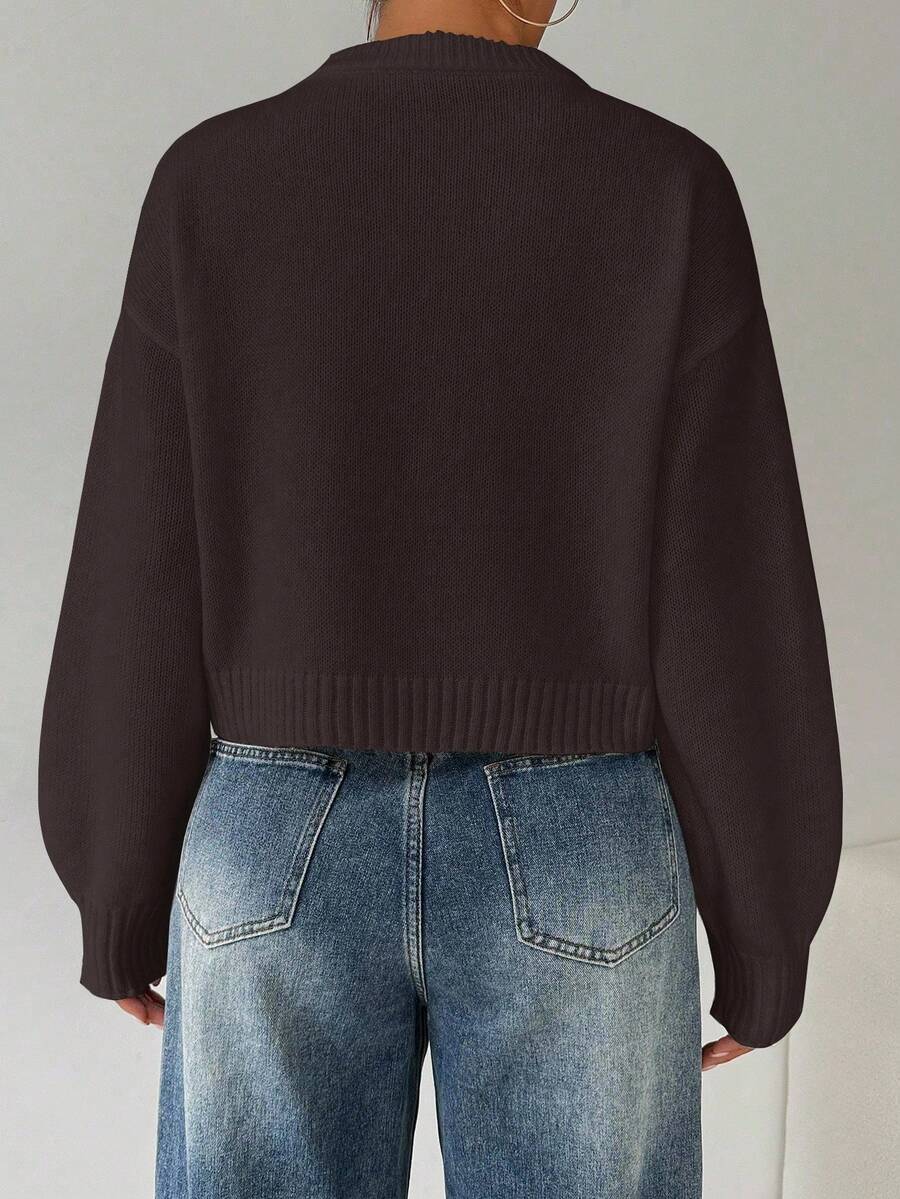 Celisse Tropiluxe Women's Solid Color Simple Casual Crew Neck Long Sleeve White Sweater
