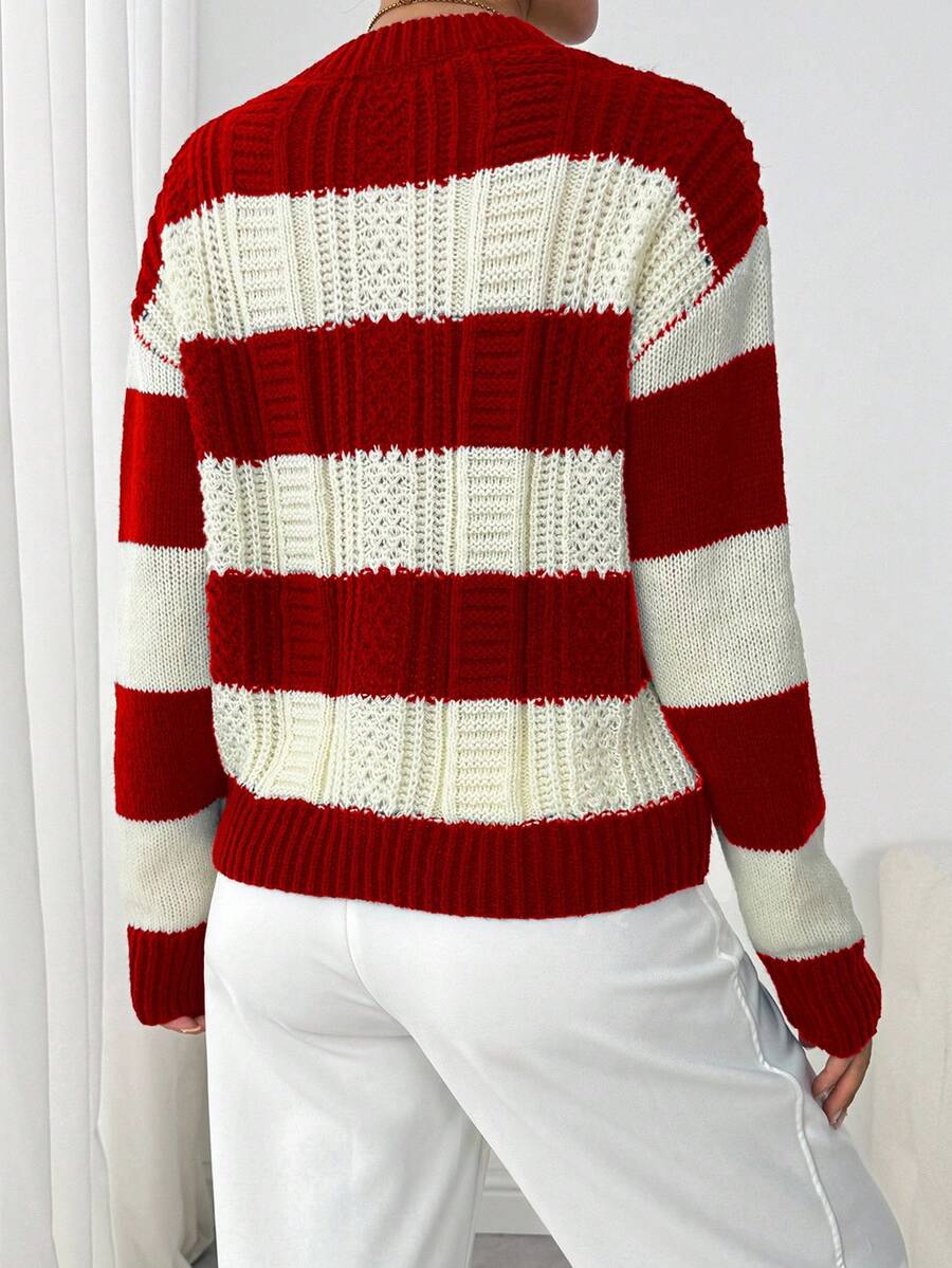 Chiquease 1pc Women Oversized Solid Color Round Neck Drop Shoulder Long Sleeve Casual Pullover Sweater, Autumn/Winter,Long Sleeve Tops Knit Pullover Fall Outfit