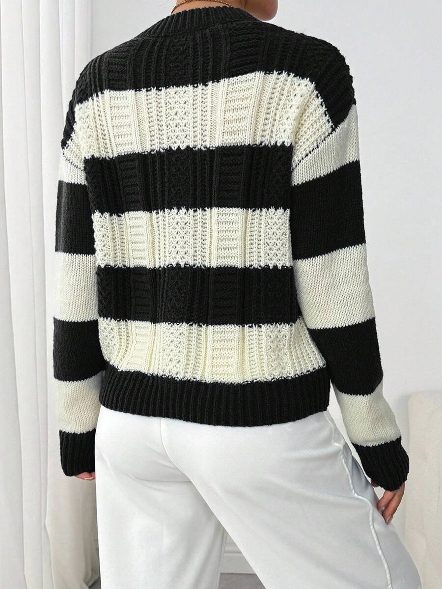 Chiquease 1pc Women Oversized Solid Color Round Neck Drop Shoulder Long Sleeve Casual Pullover Sweater, Autumn/Winter,Long Sleeve Tops Knit Pullover Fall Outfit