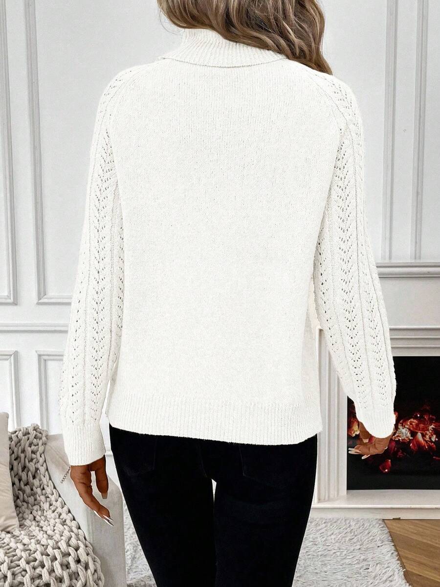 Chiquease Solid Color Casual Turtleneck Long Sleeve Pullover Sweater Knit Pullover Fall Winter Outfit