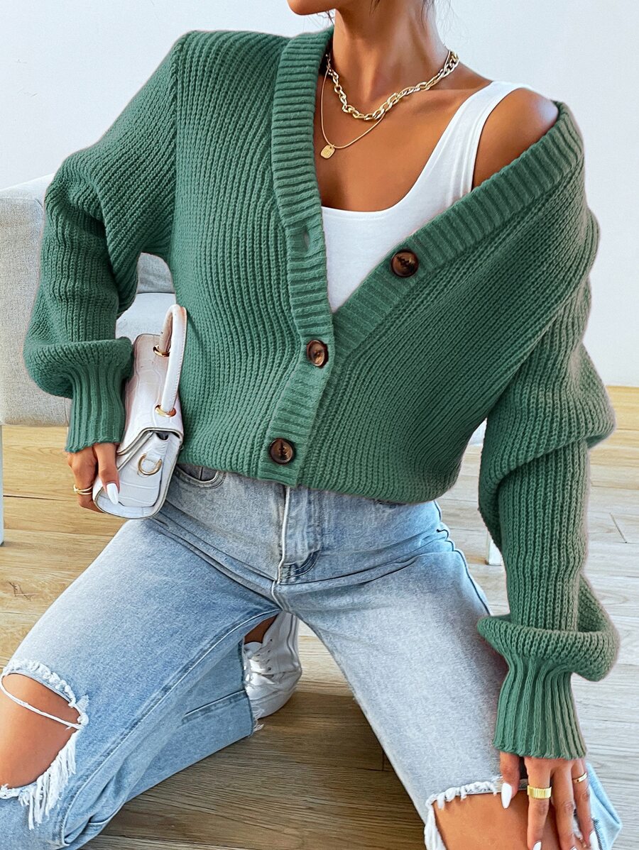 Women's  Solid Button Front Cardigan.