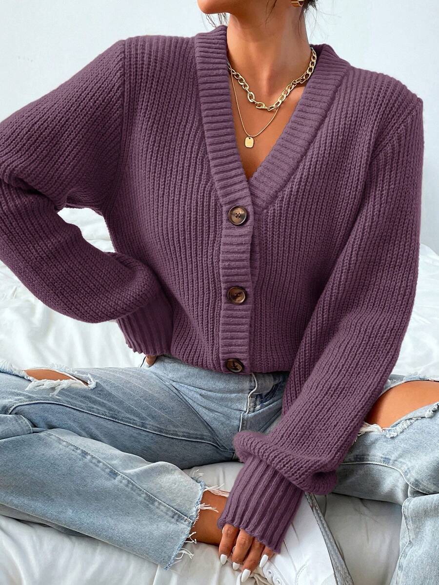 Women's  Solid Button Front Cardigan.
