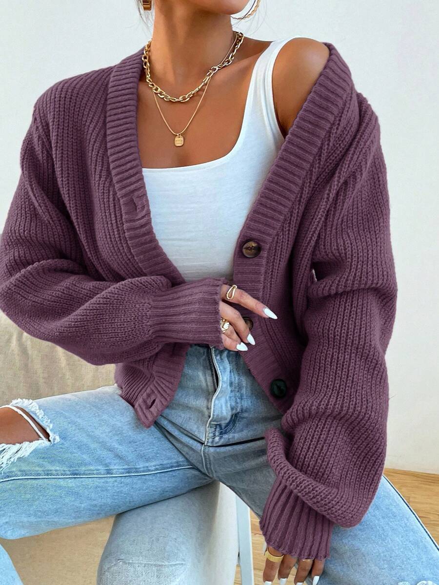 Women's  Solid Button Front Cardigan.