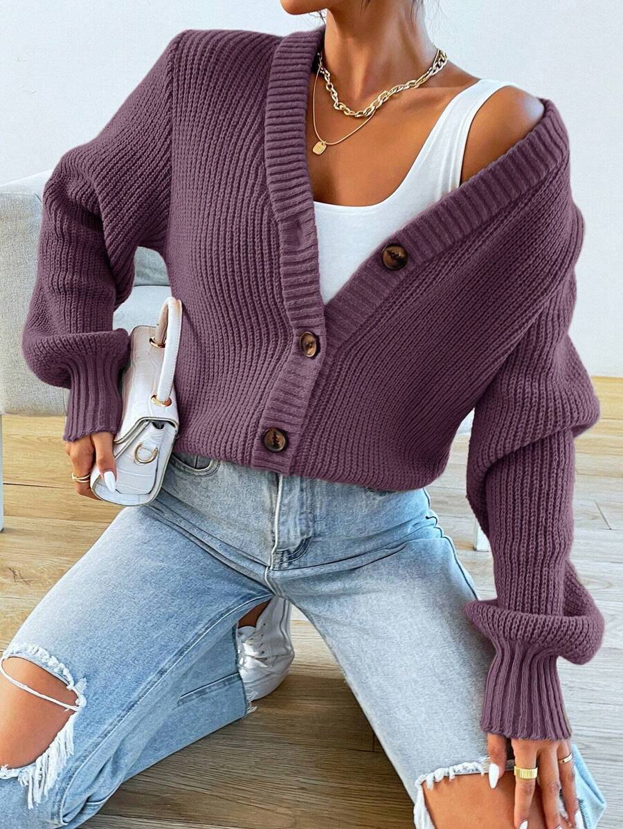 Women's  Solid Button Front Cardigan.