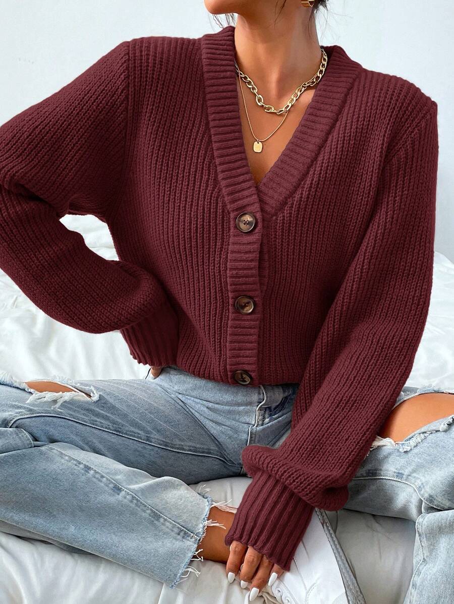 Women's  Solid Button Front Cardigan.