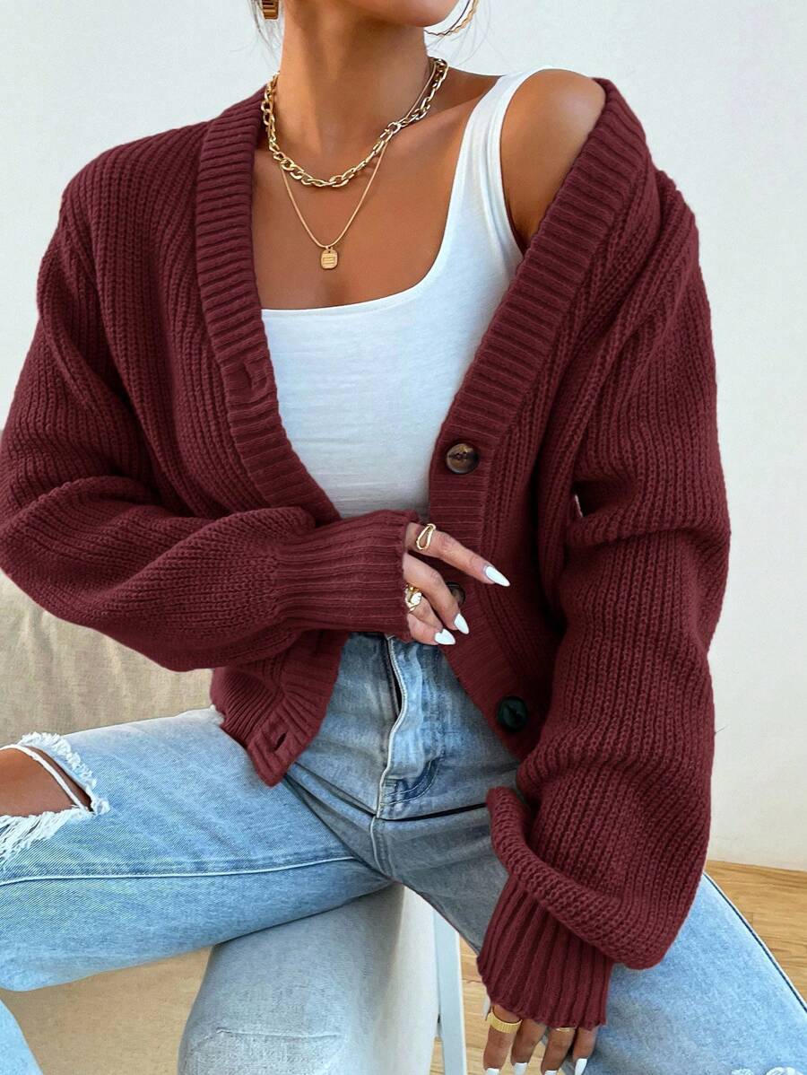 Women's  Solid Button Front Cardigan.