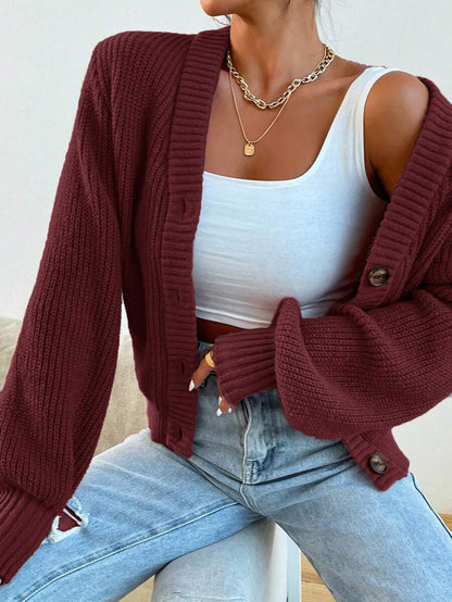 Women's  Solid Button Front Cardigan.