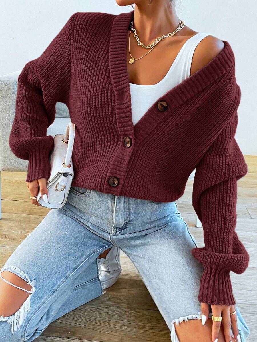 Women's  Solid Button Front Cardigan.