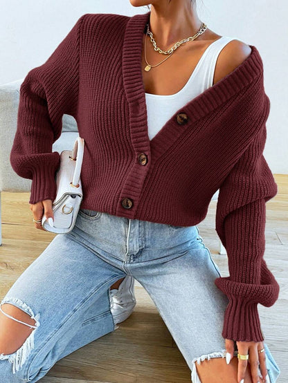 Women's  Solid Button Front Cardigan.