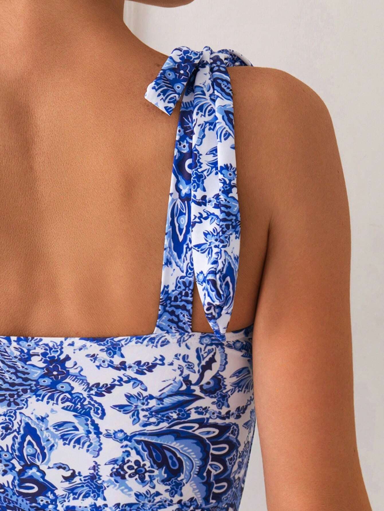 Vintage Printed One-Piece Swimsuit For Women,Summer Beach