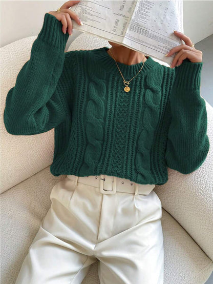 Chiquease 1pc Women Oversized Solid Color Round Neck Drop Shoulder Long Sleeve Casual Pullover Sweater, Autumn/Winter,Long Sleeve Tops Knit Pullover Fall Outfit