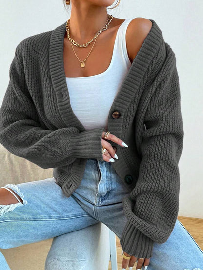 Women's  Solid Button Front Cardigan.