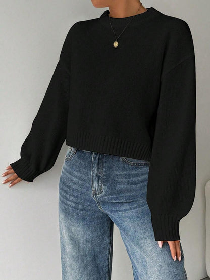 Celisse Tropiluxe Women's Solid Color Simple Casual Crew Neck Long Sleeve White Sweater