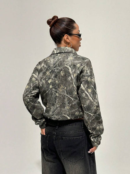 Women's Kangaroo Pocket Drop Shoulder Half Zip Up Thermal Pullover