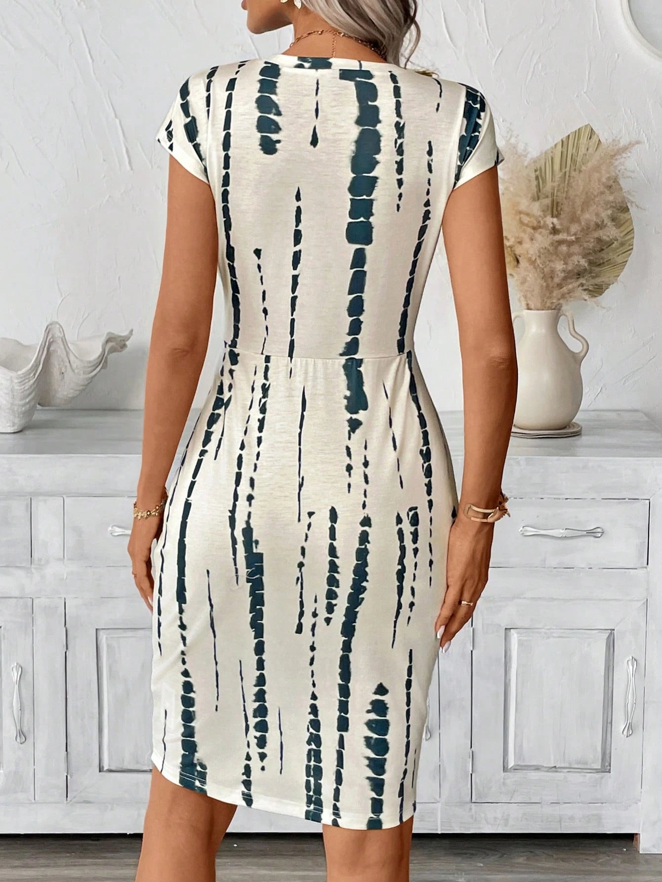 Women's Casual Twist Textured All-Over Printed  Dresses For Women, Business Casual Woman