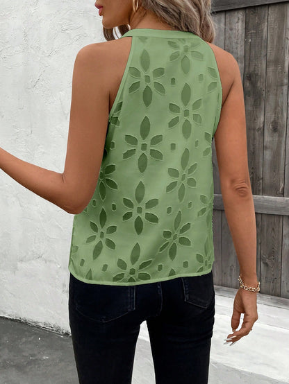 Classy Women's Cutout Scoop Neck Sleeveless Blouse.