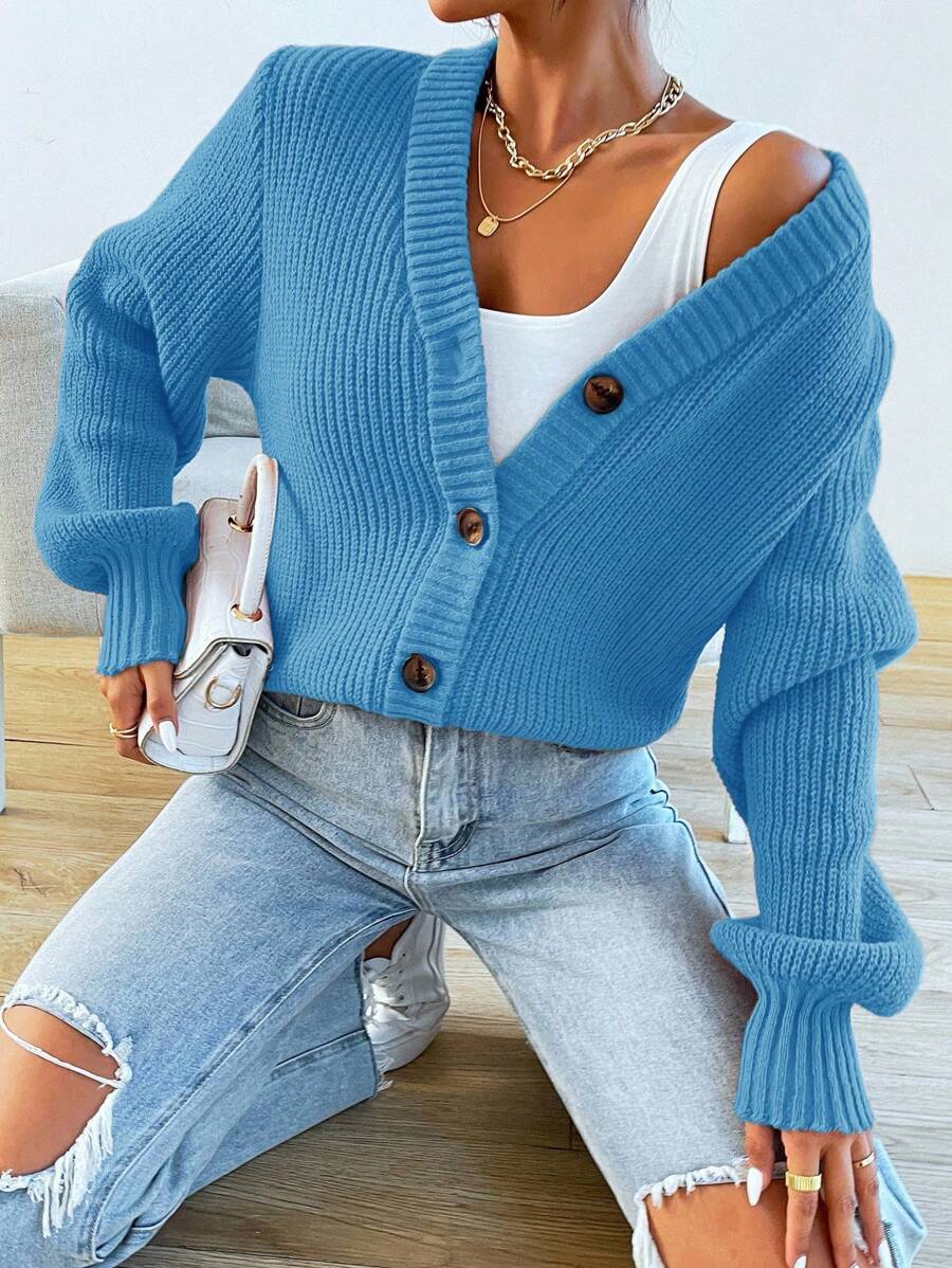 Women's  Solid Button Front Cardigan.