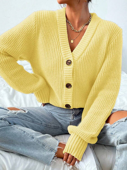 Women's  Solid Button Front Cardigan.