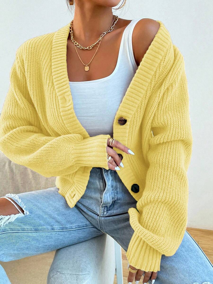 Women's  Solid Button Front Cardigan.