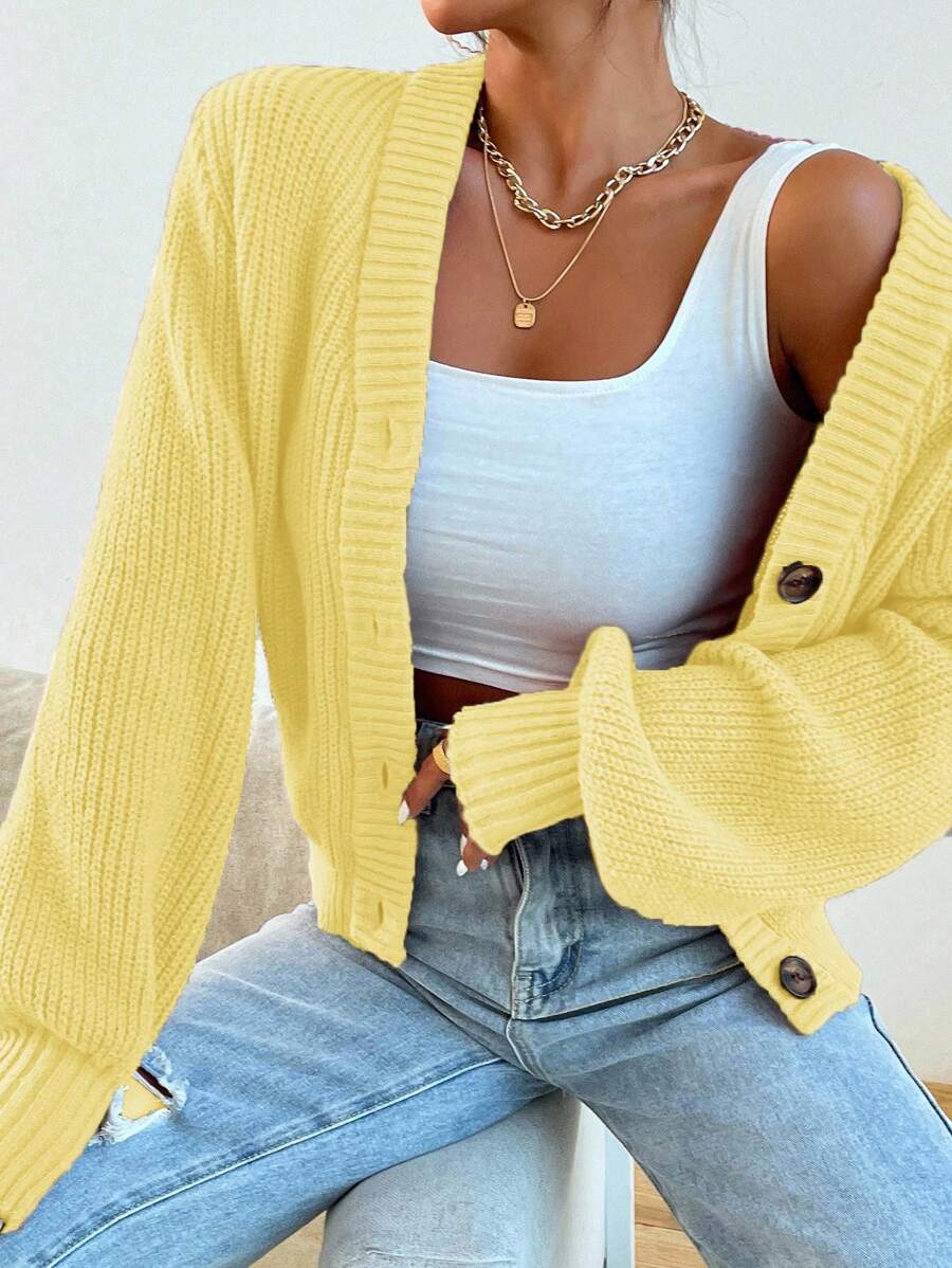 Women's  Solid Button Front Cardigan.