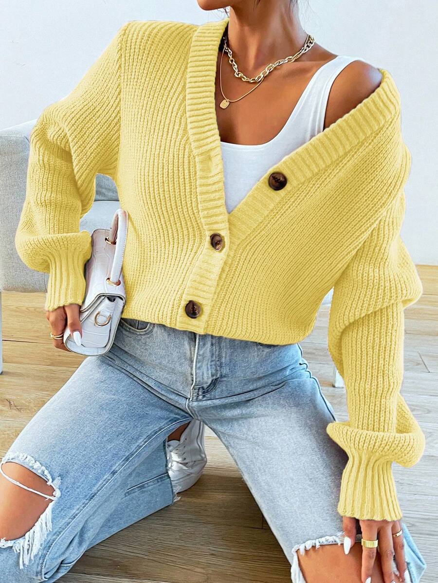 Women's  Solid Button Front Cardigan.