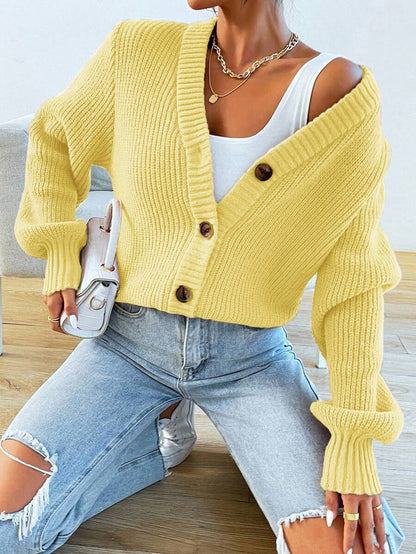 Women's  Solid Button Front Cardigan.