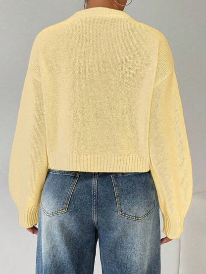 Celisse Tropiluxe Women's Solid Color Simple Casual Crew Neck Long Sleeve White Sweater