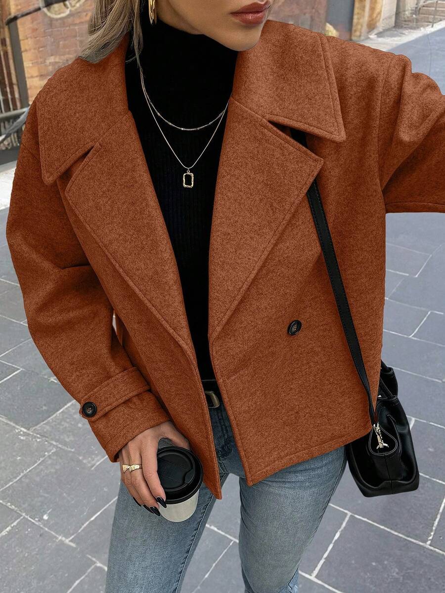 Women's Front Button Long Sleeve Casual Jacket