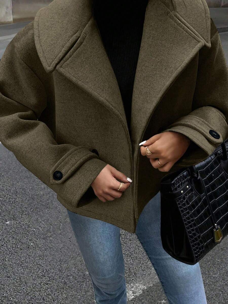 Women's Front Button Long Sleeve Casual Jacket