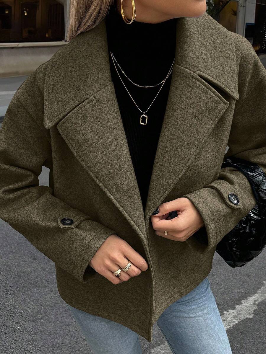 Women's Front Button Long Sleeve Casual Jacket