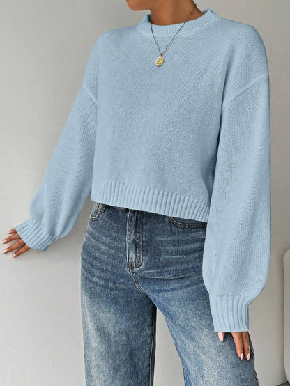 Celisse Tropiluxe Women's Solid Color Simple Casual Crew Neck Long Sleeve White Sweater