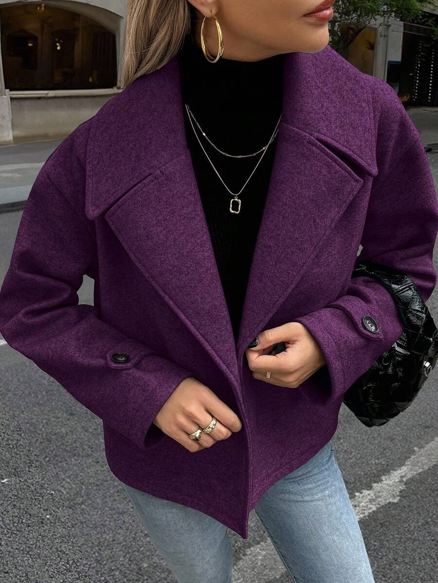 Women's Front Button Long Sleeve Casual Jacket