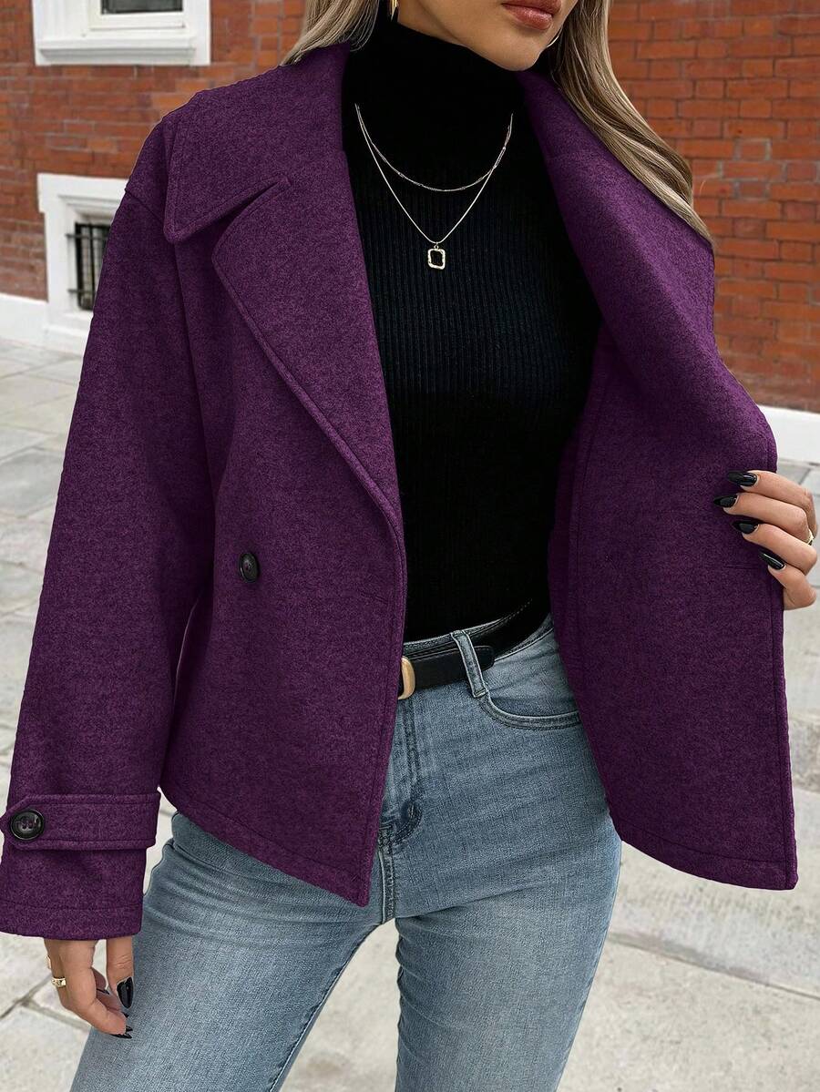 Women's Front Button Long Sleeve Casual Jacket