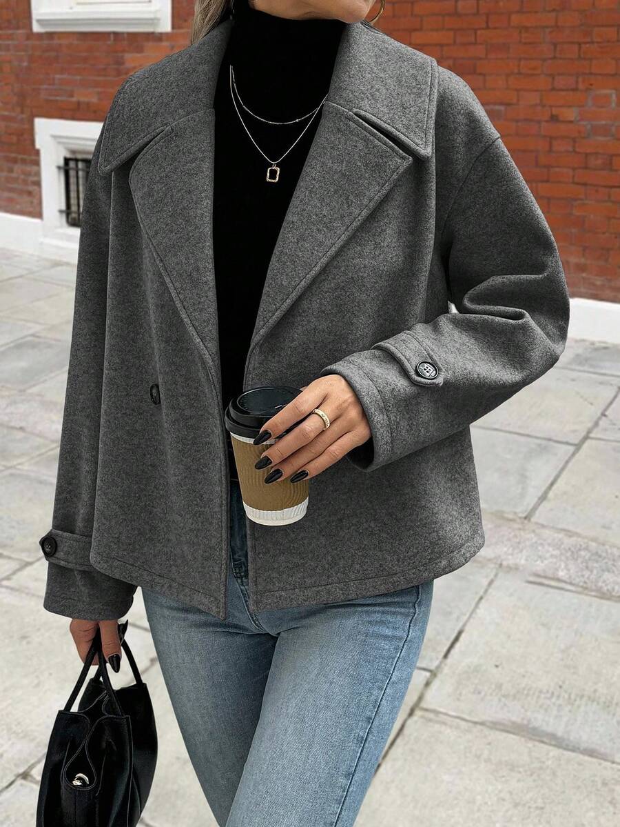 Women's Front Button Long Sleeve Casual Jacket