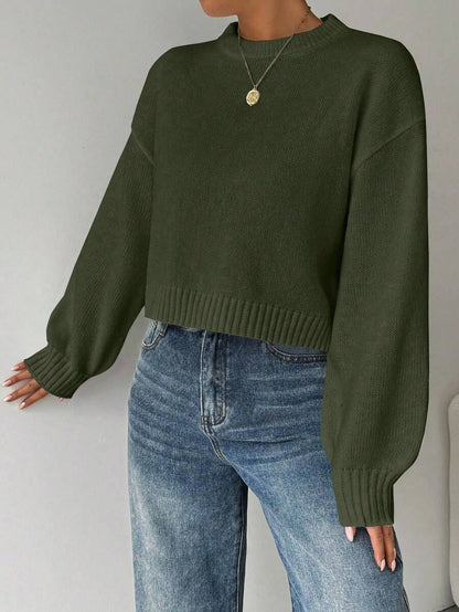 Celisse Tropiluxe Women's Solid Color Simple Casual Crew Neck Long Sleeve White Sweater