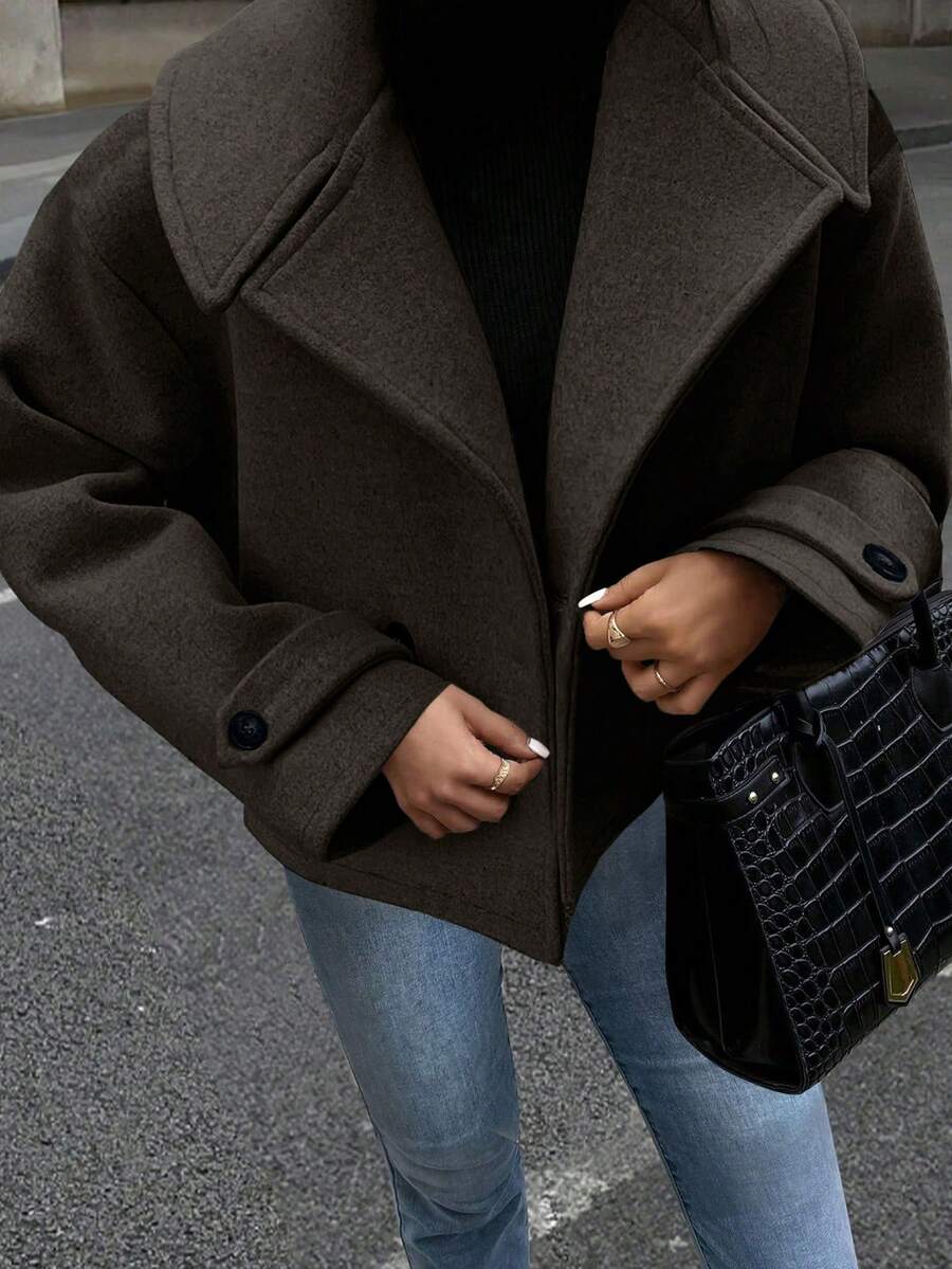 Women's Front Button Long Sleeve Casual Jacket