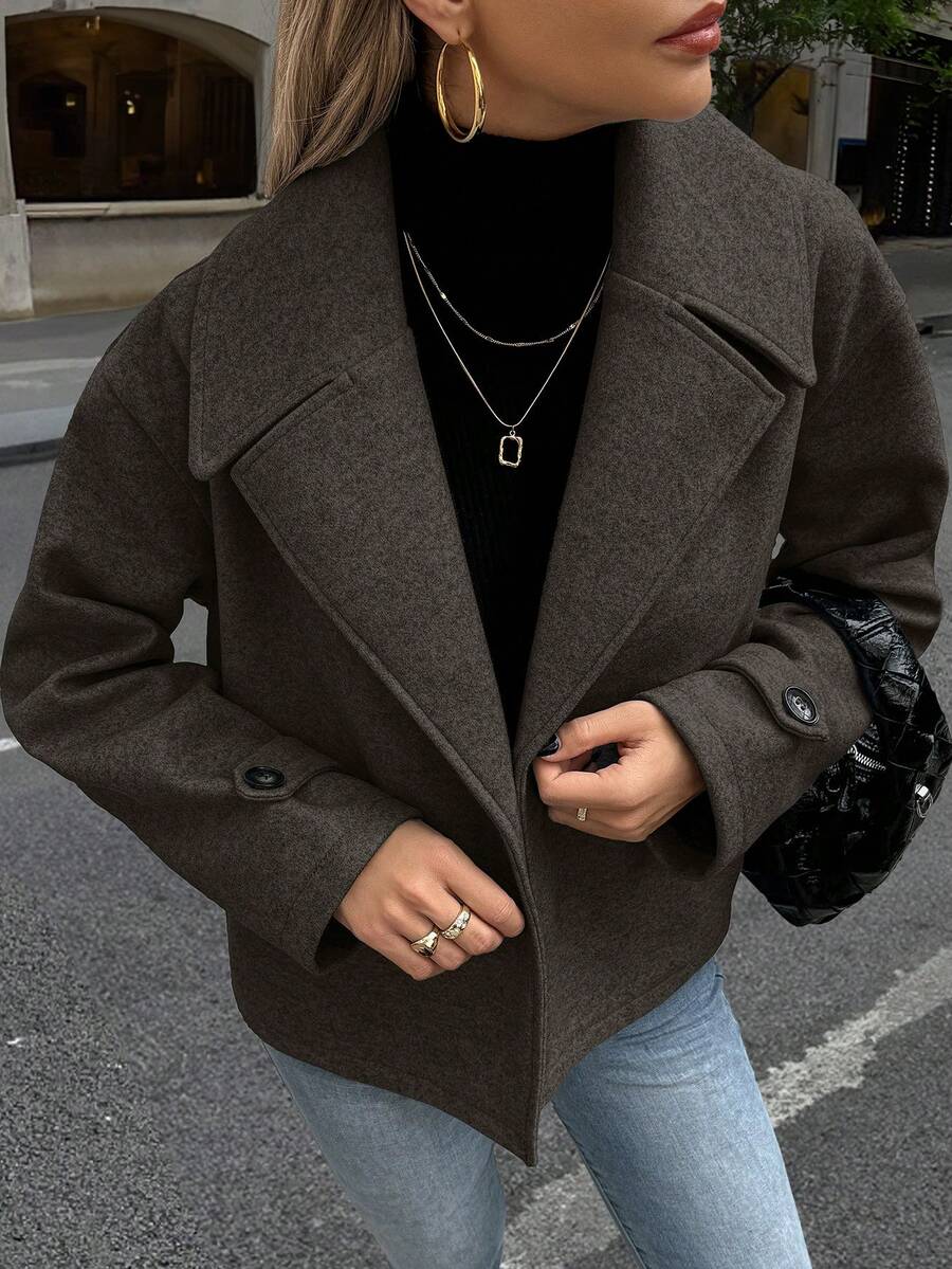 Women's Front Button Long Sleeve Casual Jacket