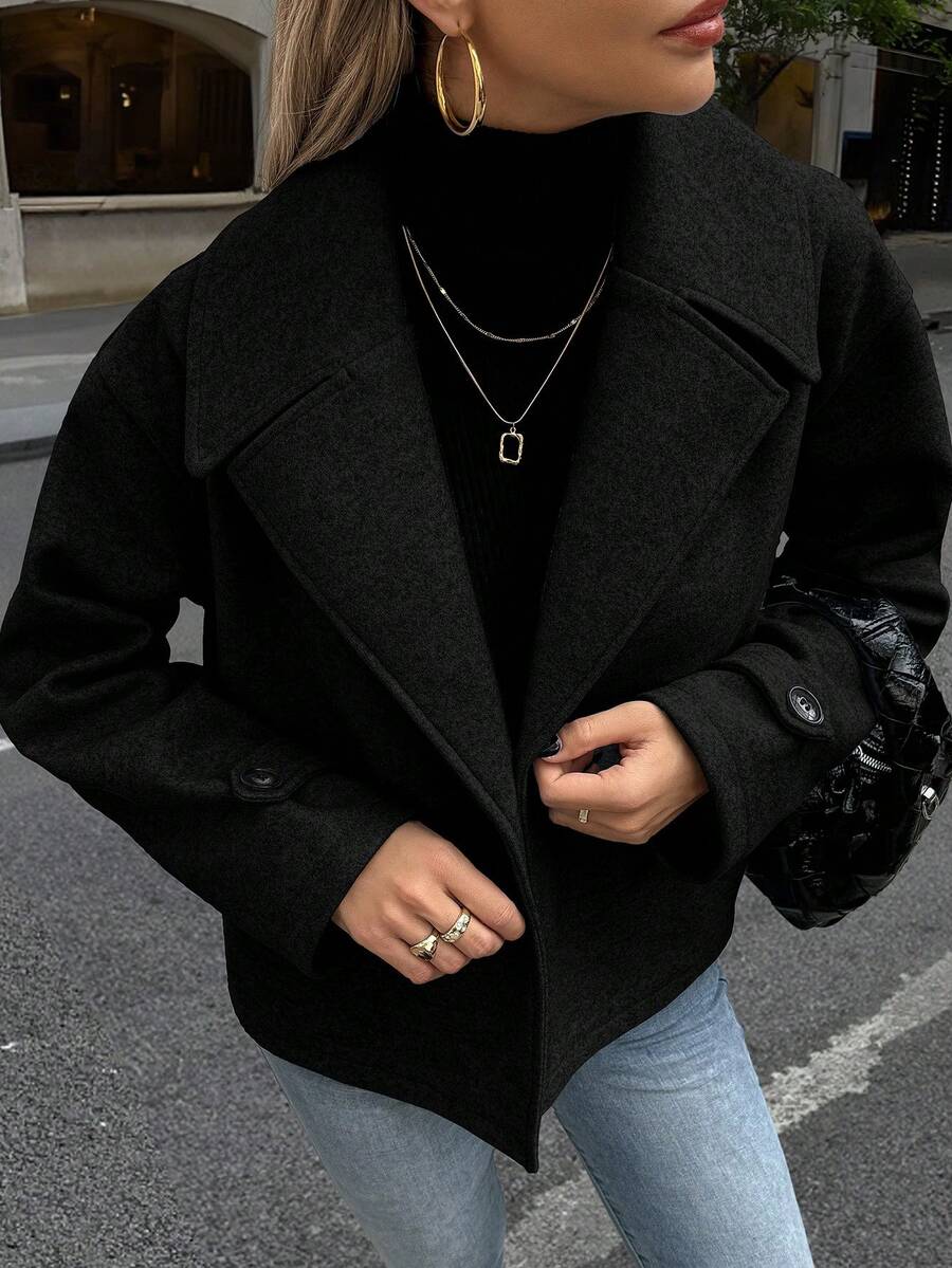 Women's Front Button Long Sleeve Casual Jacket