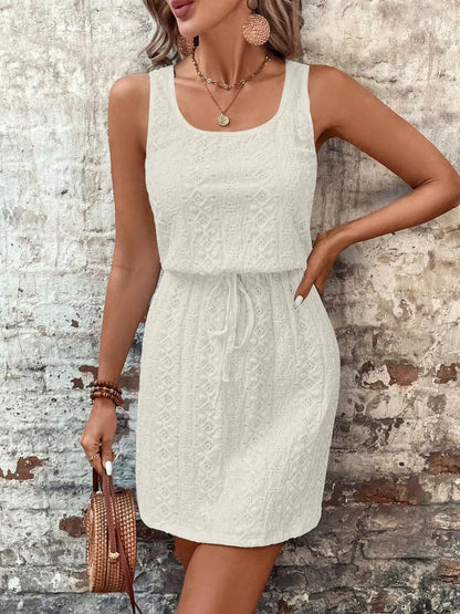 Women's Sleeveless Dress with Belt Casual Vacation Ready Summer Outfit