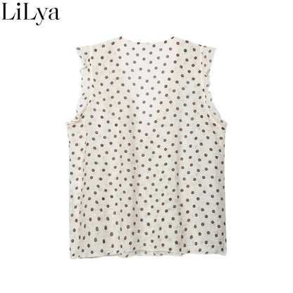 2026 Summer Fashion New Women Top Fashion V Neck Layered Polka Dot Printed Shirt Casual Versatile Street Style Woman Top Outfit