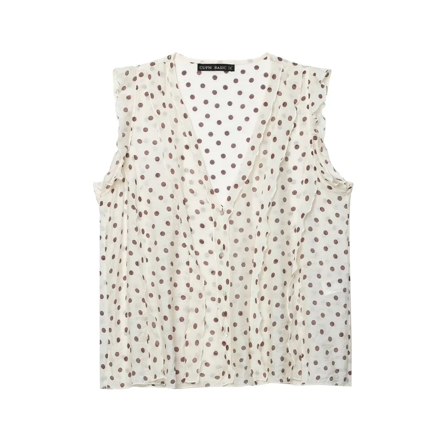 2026 Summer Fashion New Women Top Fashion V Neck Layered Polka Dot Printed Shirt Casual Versatile Street Style Woman Top Outfit