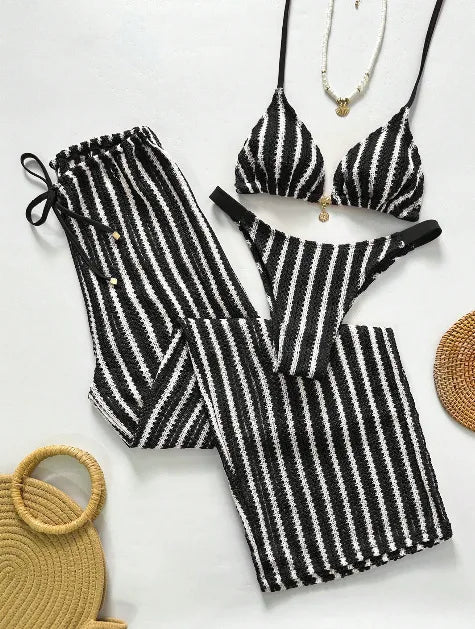 Woman Vintage Red Striped Bikini Set 2026