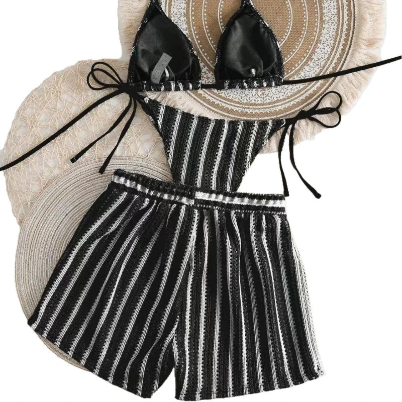 Women's New Style Boxer Shorts Mesh Three-piece